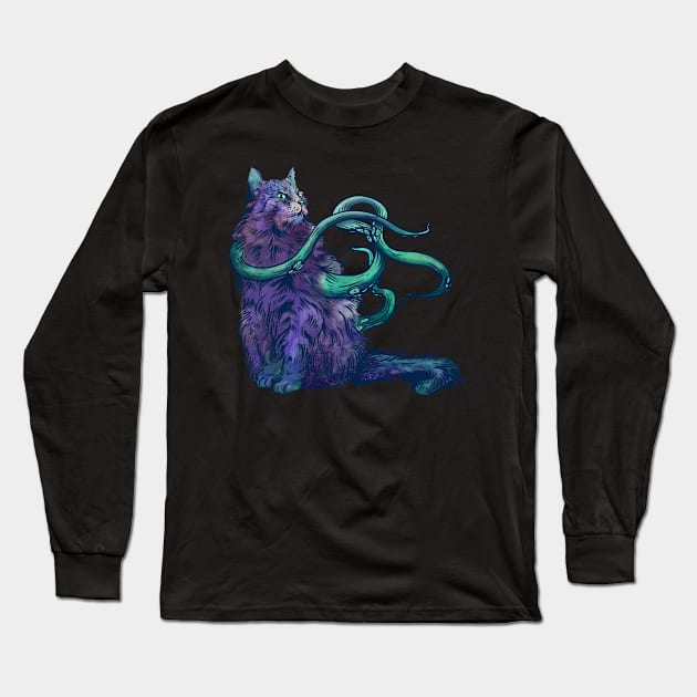 Call of Cathulhu - Kraken Cat Long Sleeve T-Shirt by Manfish Inc.